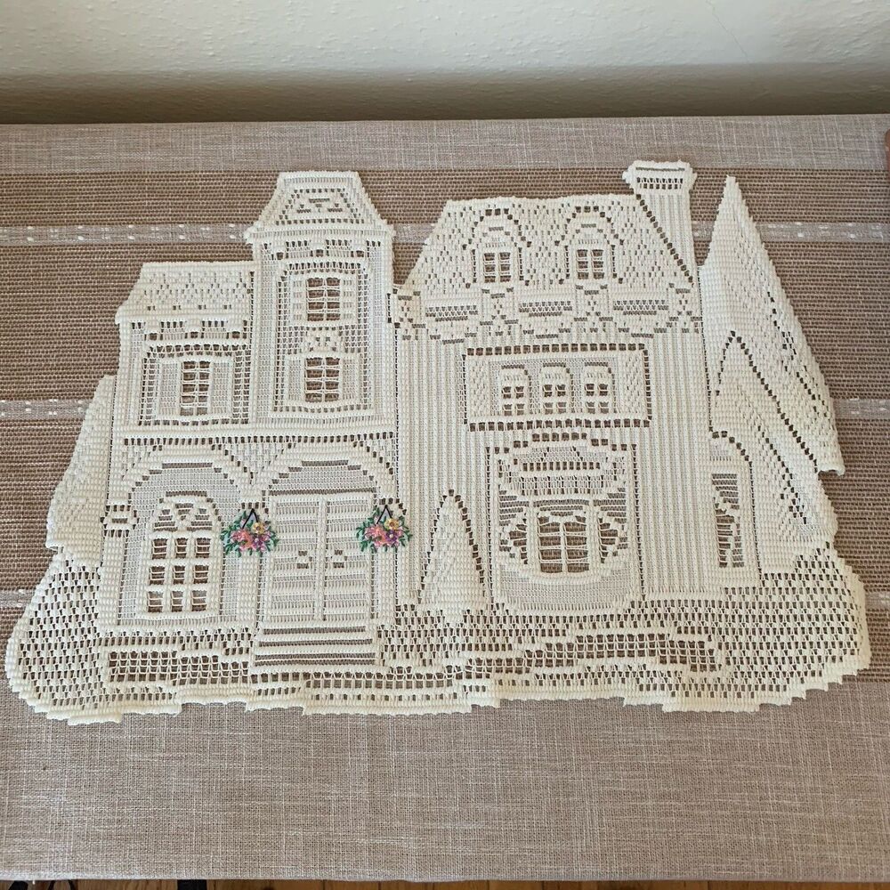 Vintage Heritage Lace House Lace Placemats Dolly, Set Of 2, 12x18” Embroidered